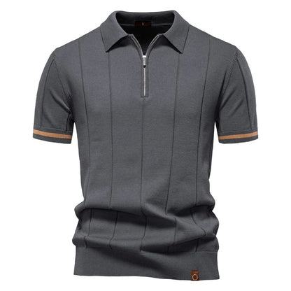 Camden Men’s Knit Polo Shirt – Short Sleeve Zip Collar