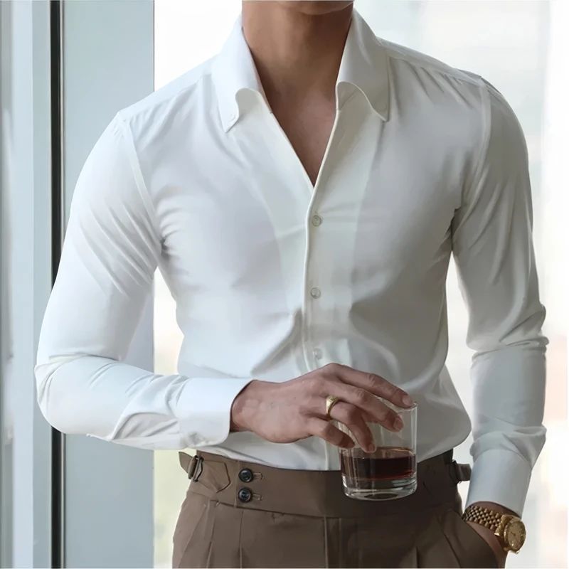 Elite Vesta Men’s Slim Fit Luxury Broadcloth Shirt – Wrinkle-Free, Four Seasons Wear