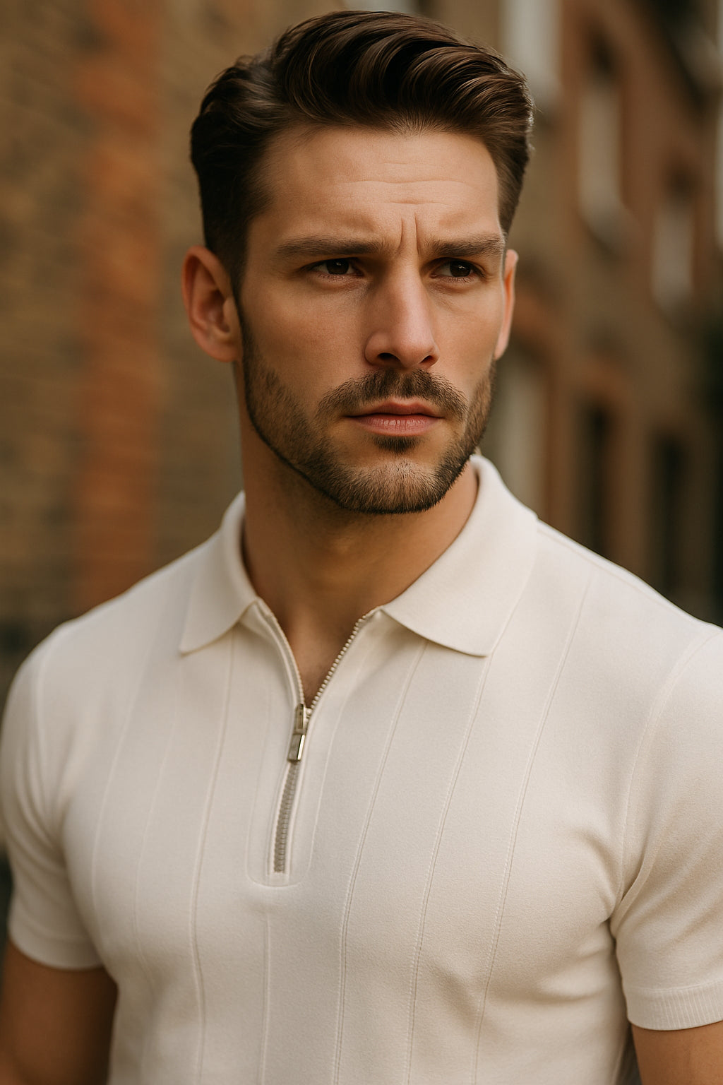 Camden Men’s Knit Polo Shirt – Short Sleeve Zip Collar