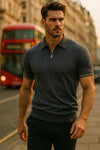 Camden Men’s Knit Polo Shirt – Short Sleeve Zip Collar