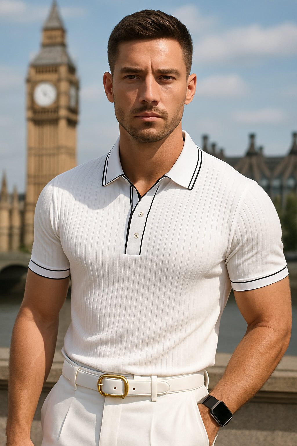 The Riviera Men’s Slim Fit Knit Polo Shirt – Casual Summer Elegance with Breathable Comfort