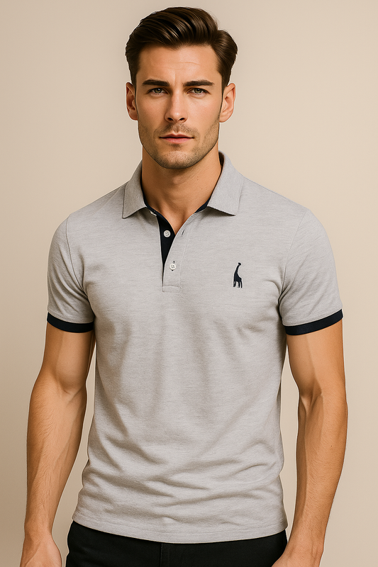 Slim Fit Polo Shirt with Giraffe Embroidery – Premium Summer Style