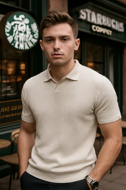 London Classic Knit Polo – Men’s Slim Fit Short Sleeve Shirt