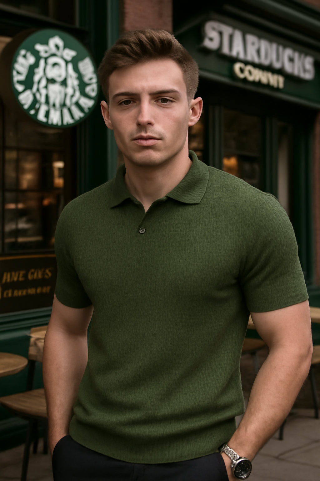 London Classic Knit Polo – Men’s Slim Fit Short Sleeve Shirt