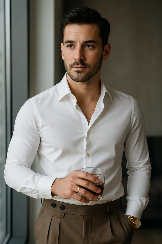 Elite Vesta Men’s Slim Fit Luxury Broadcloth Shirt – Wrinkle-Free, Four Seasons Wear