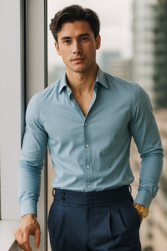 Elite Vesta Men’s Slim Fit Luxury Broadcloth Shirt – Wrinkle-Free, Four Seasons Wear