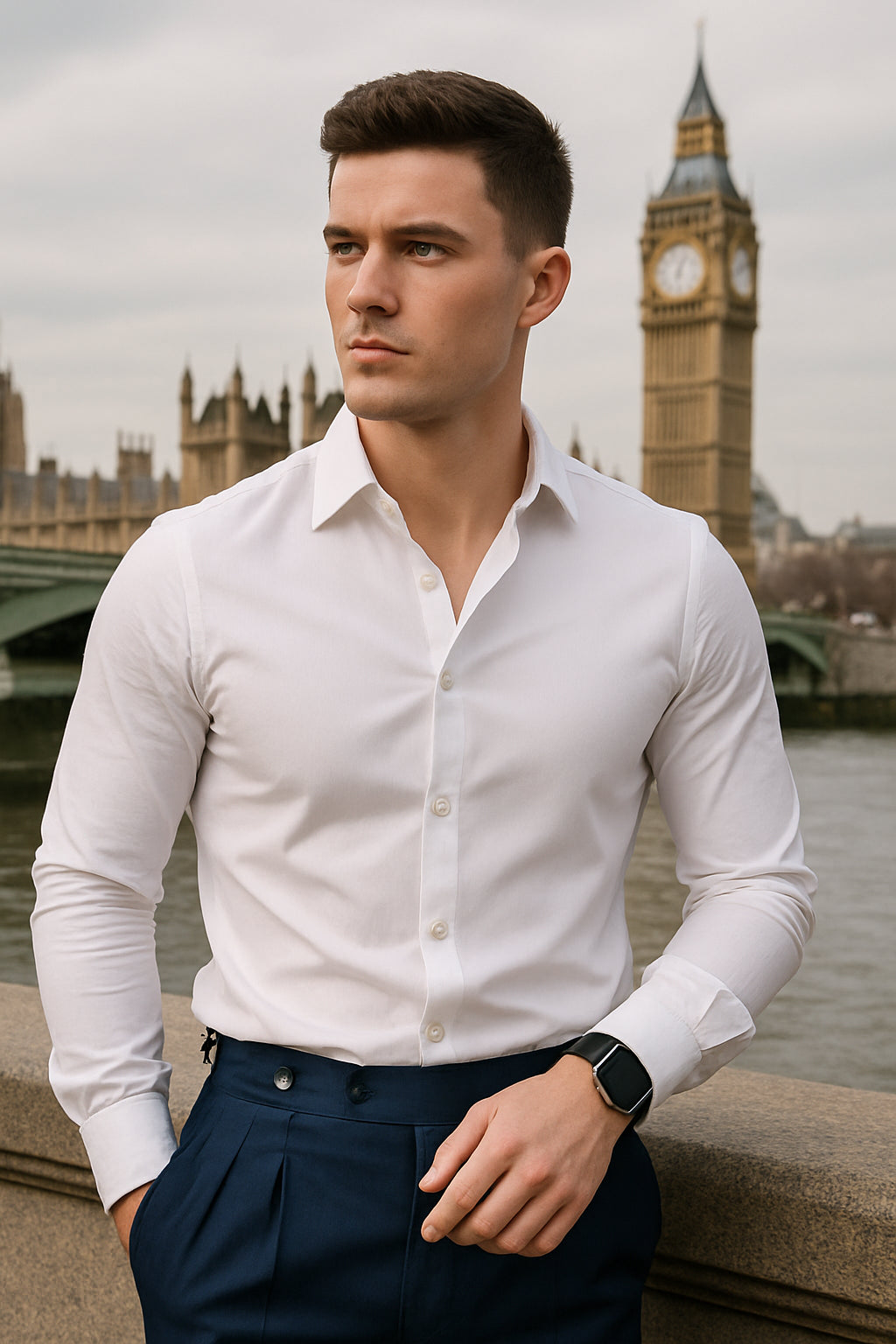 Elite Vesta Men’s Slim Fit Luxury Broadcloth Shirt – Wrinkle-Free, Four Seasons Wear