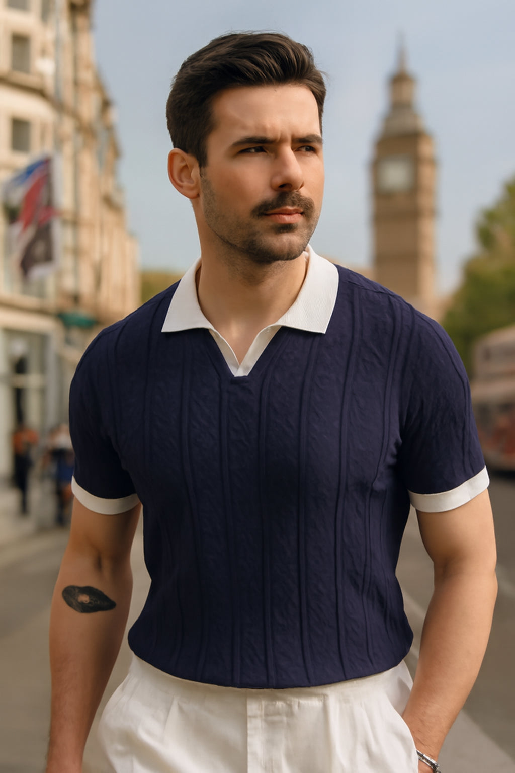 Ellister Kensington Contrast V-Neck Polo
