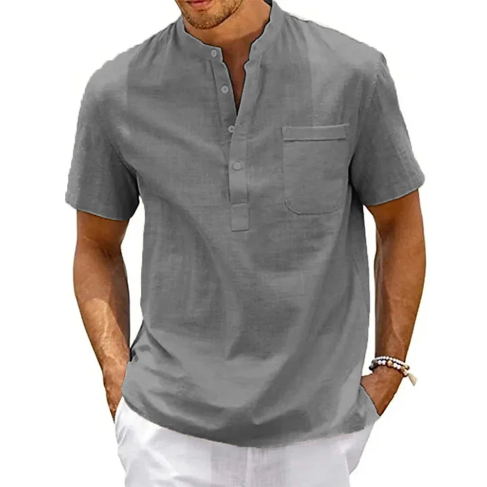 Ellister Men’s Black Cotton-Blend Shirt – Slim Fit with Contrast Collar Detail