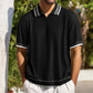 Men's Knitted Jacquard Polo Shirt - Striped Style