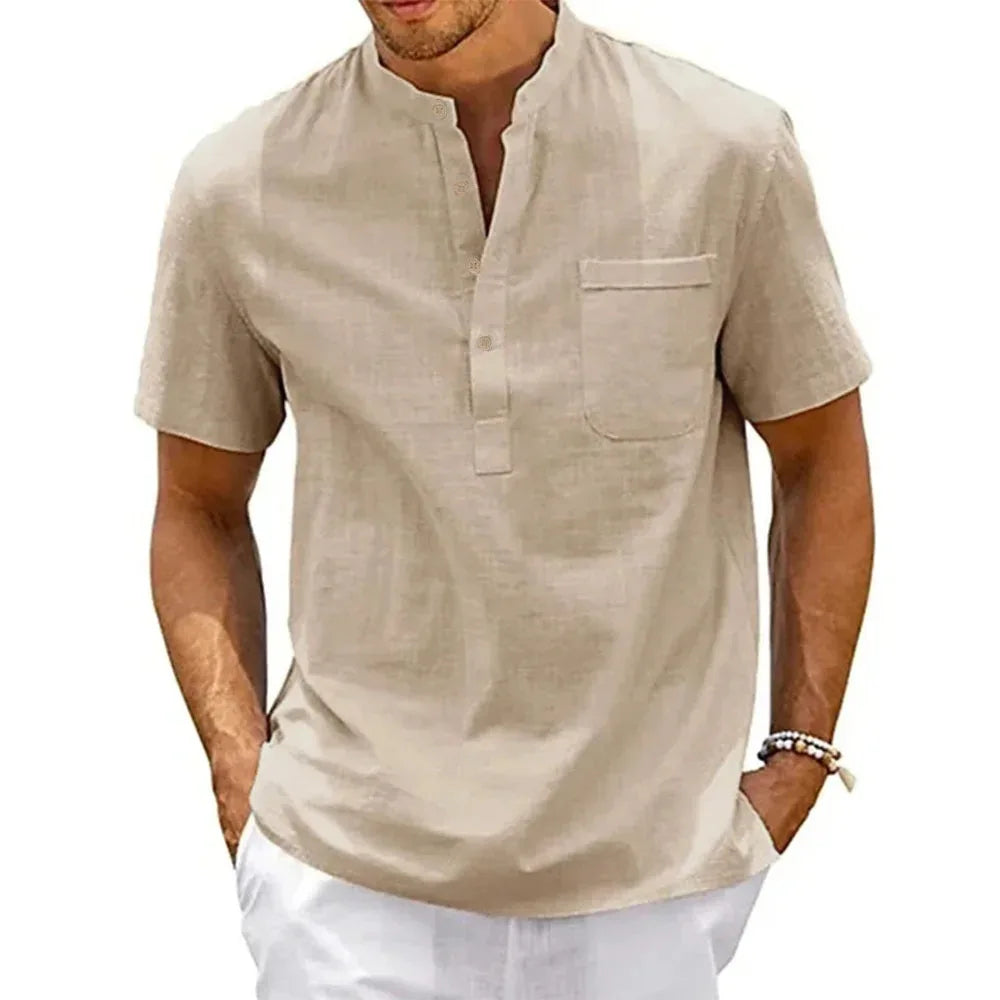 Ellister Men’s Black Cotton-Blend Shirt – Slim Fit with Contrast Collar Detail