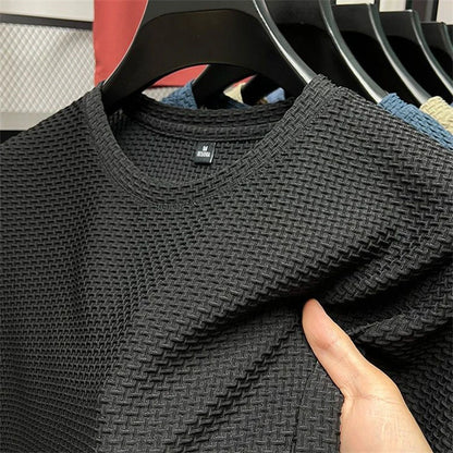 Men’s Luxury Textured T-Shirt – Timeless Old Money Elegance in Casual Fashion
