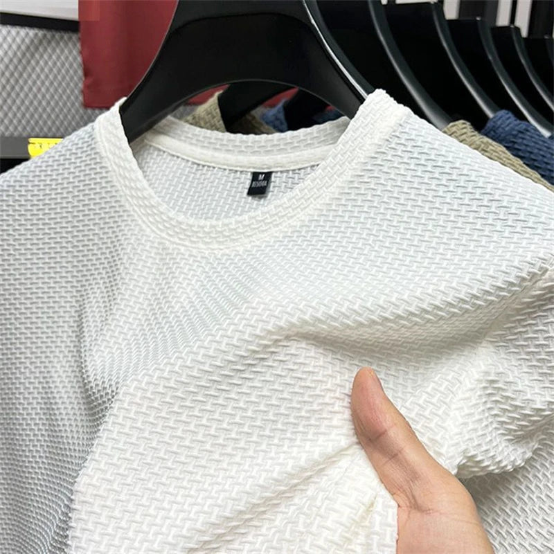 Men’s Luxury Textured T-Shirt – Timeless Old Money Elegance in Casual Fashion