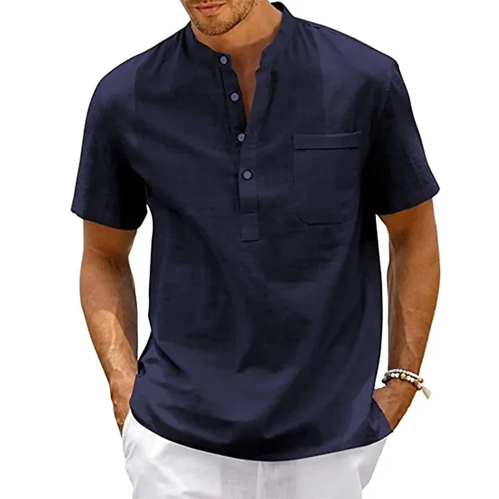 Ellister Men’s Black Cotton-Blend Shirt – Slim Fit with Contrast Collar Detail