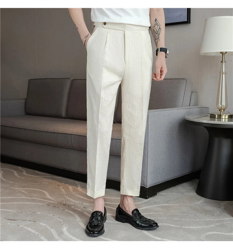 Naples Linen-Cotton Men's Breathable Suit Pants