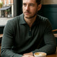 Striped Knit Polo Jumper