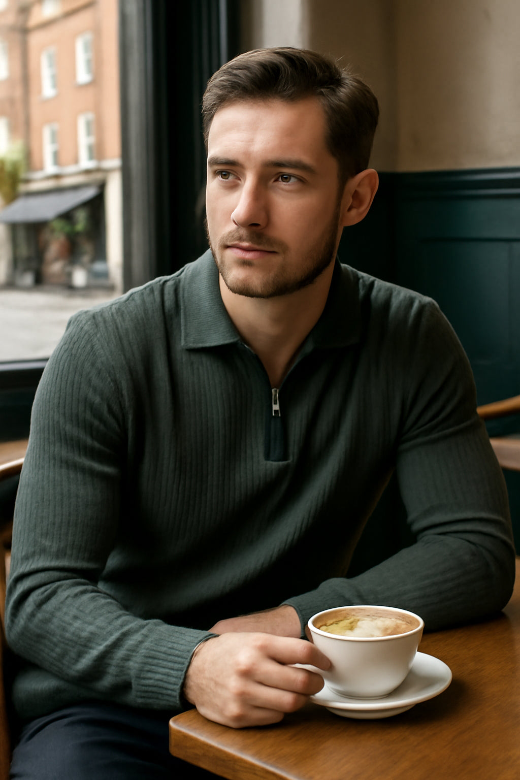 Striped Knit Polo Jumper