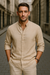 Ellister Men’s Black Cotton-Blend Shirt – Slim Fit with Contrast Collar Detail
